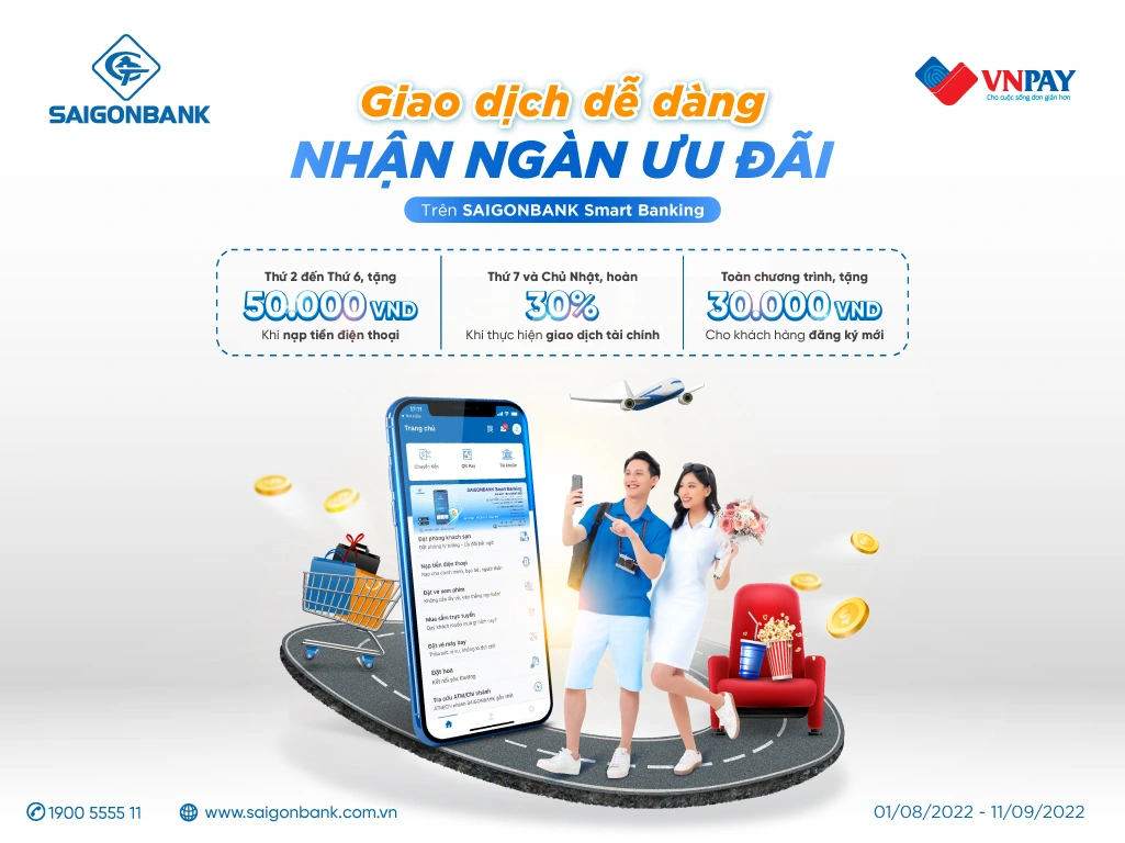 Nhiều tiện ích, ưu đãi khi sử dụng ứng dụng SAIGONBANK Smart Banking