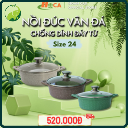 Nồi Đúc Vân Đá Nguyên Khối Cao Cấp - Size 24