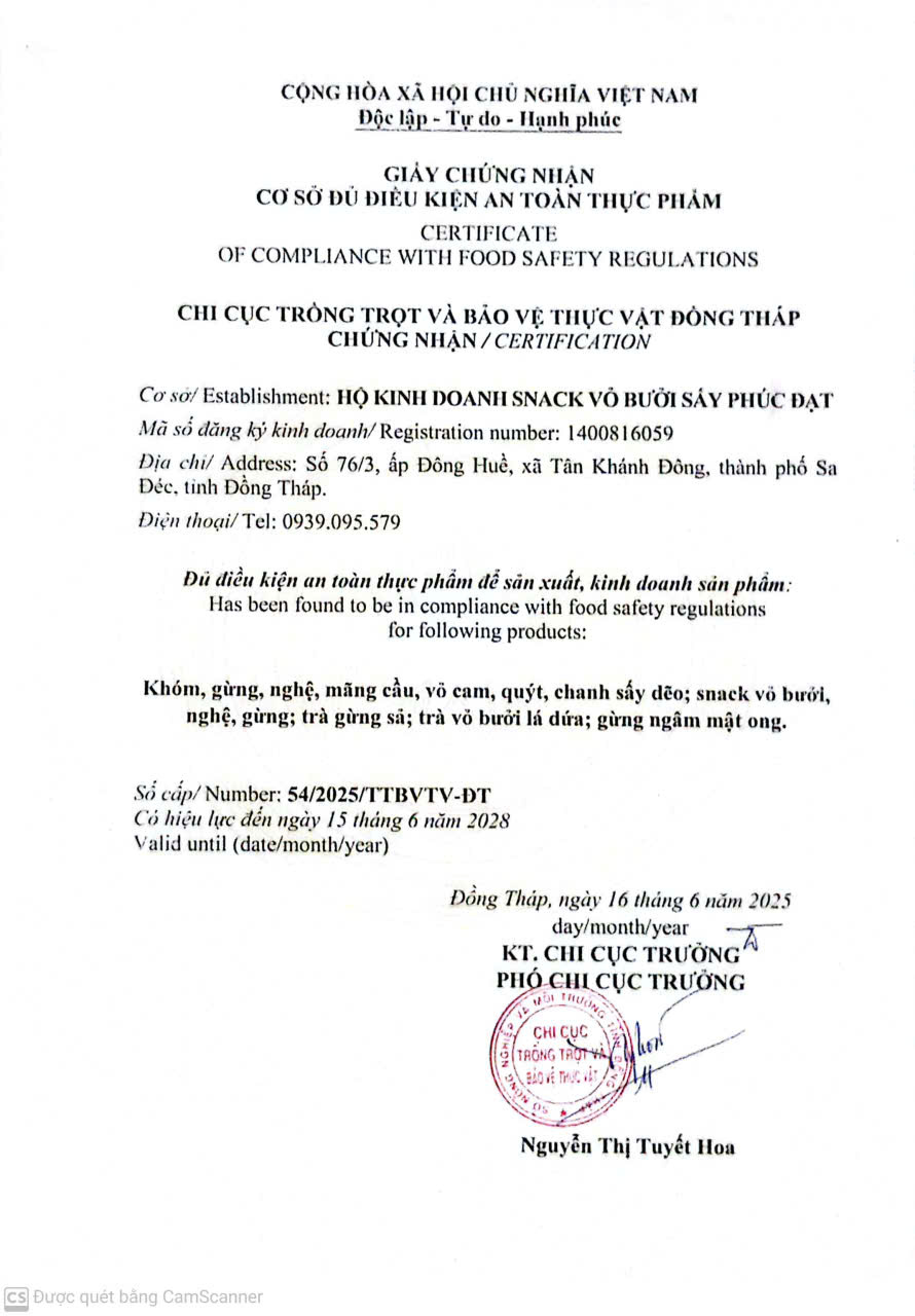 Chứng nhận cơ sở đủ điều kiện an toàn thực phẩm