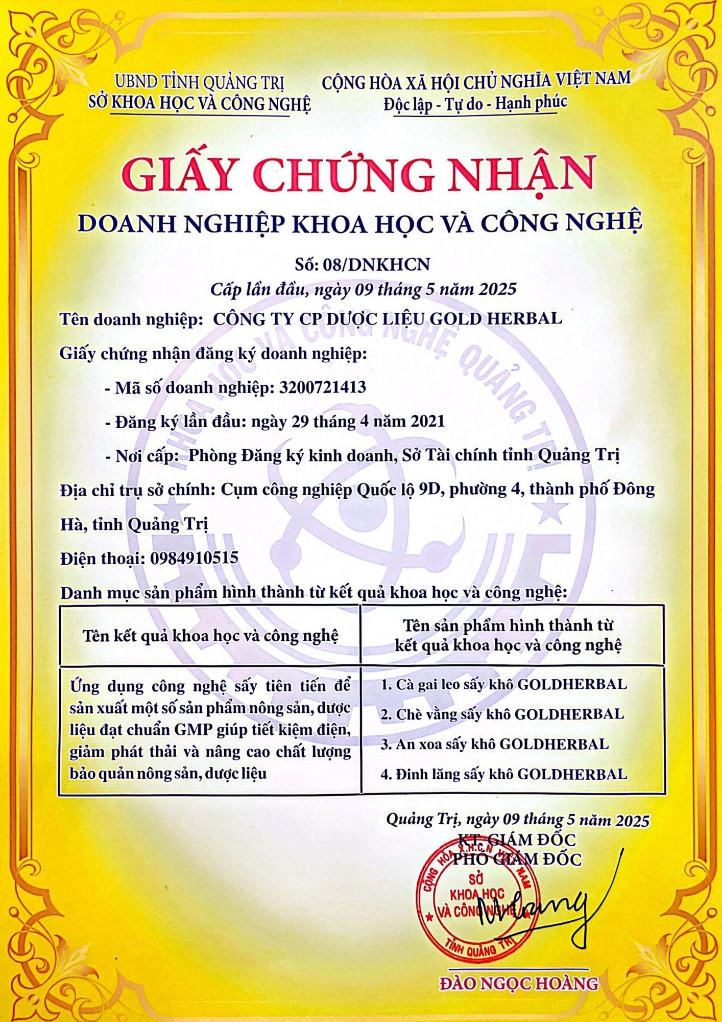 4. Giấy chứng nhận doanh nghiệp khoa học và công nghệ