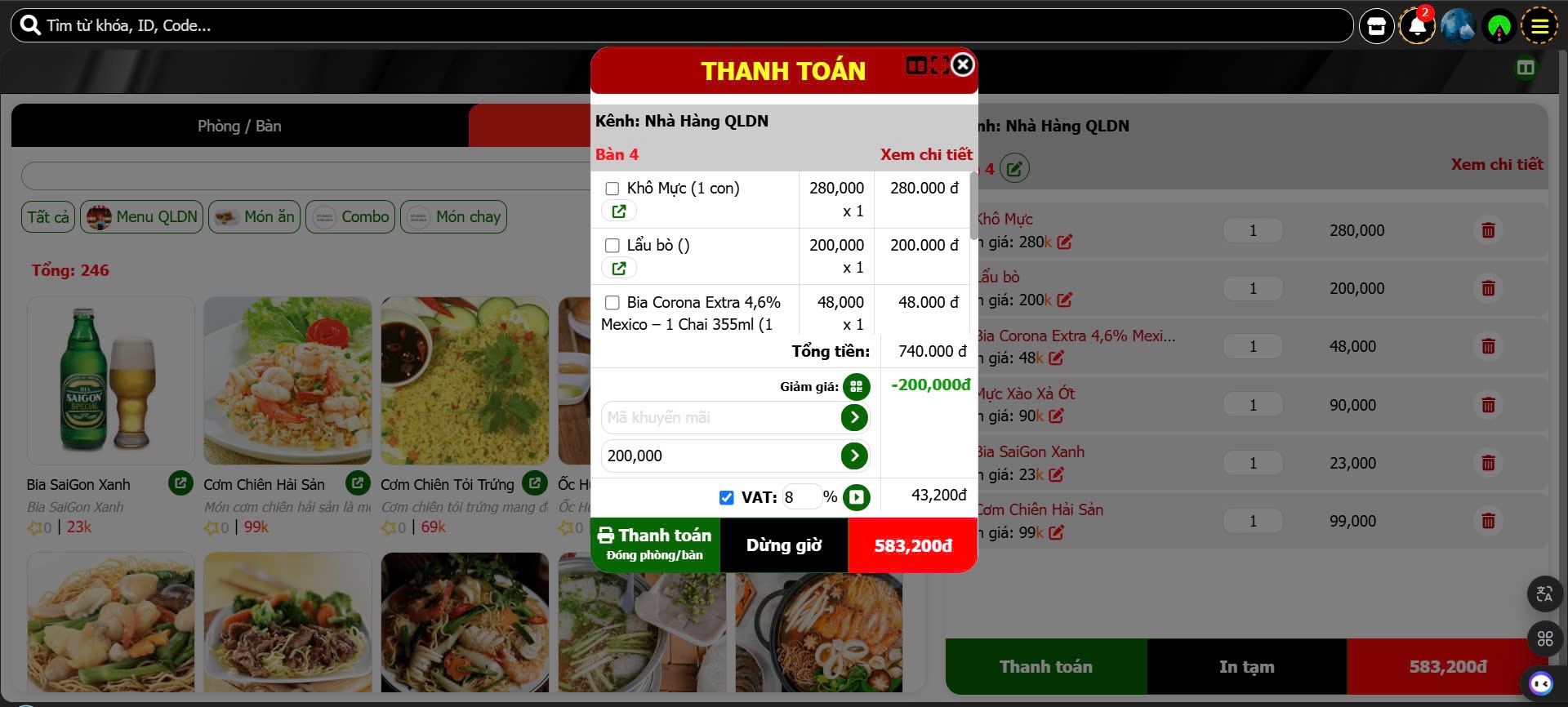 Các tính năng của Phần mềm Order