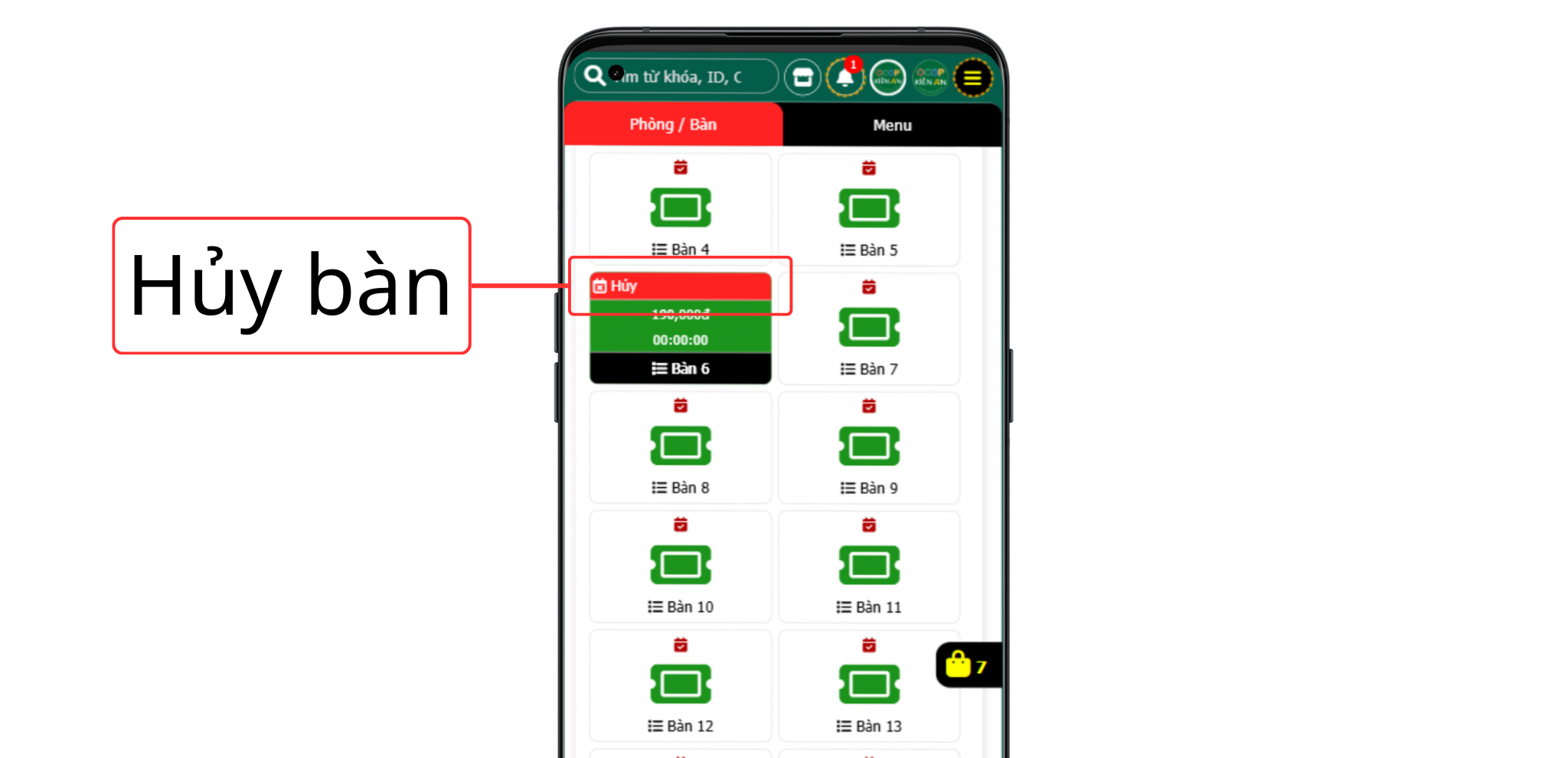 3. Trường hợp hủy bàn