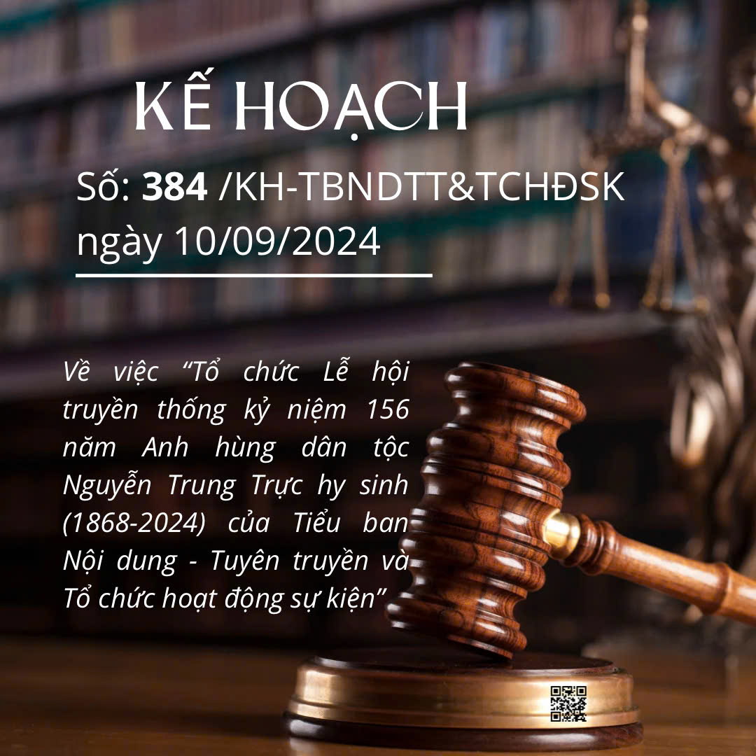 Kế Hoạch Số: 384 /KH-TBNDTT&TCHĐSK