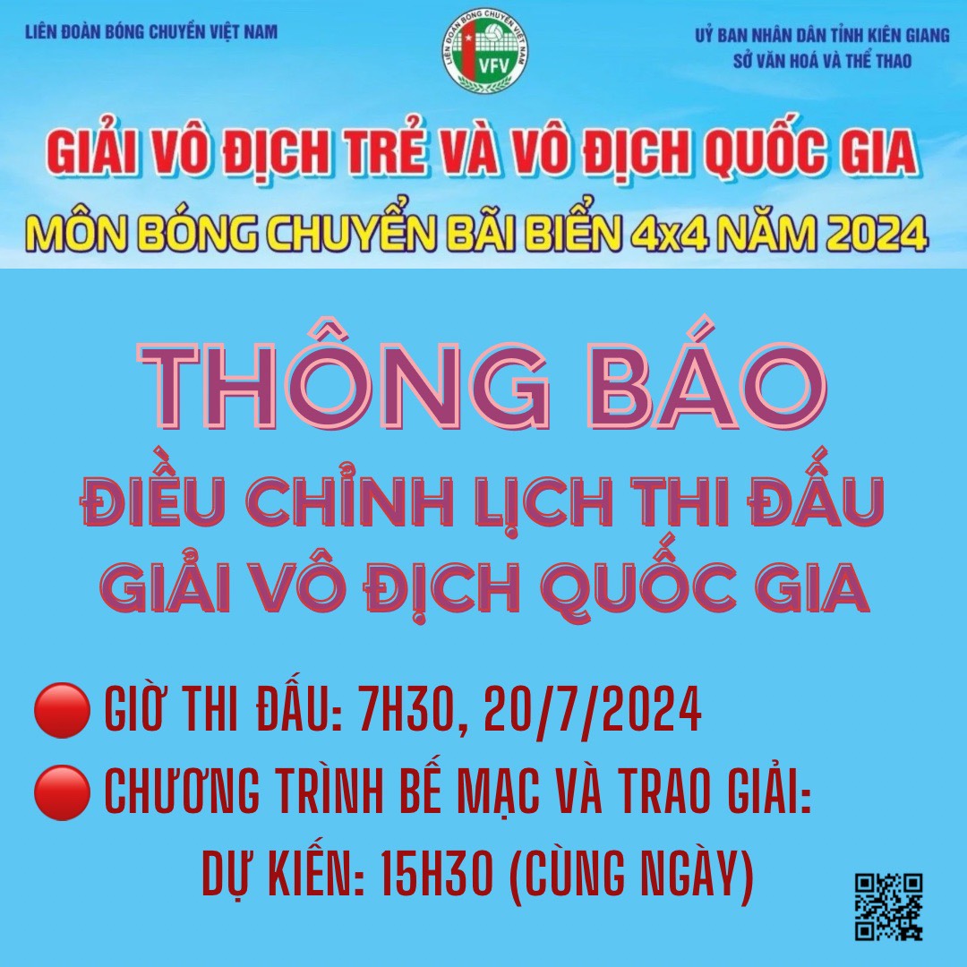 Thông Báo Điều Chỉnh Lịch Thi Đấu Và Thời Gian Bế Mạc