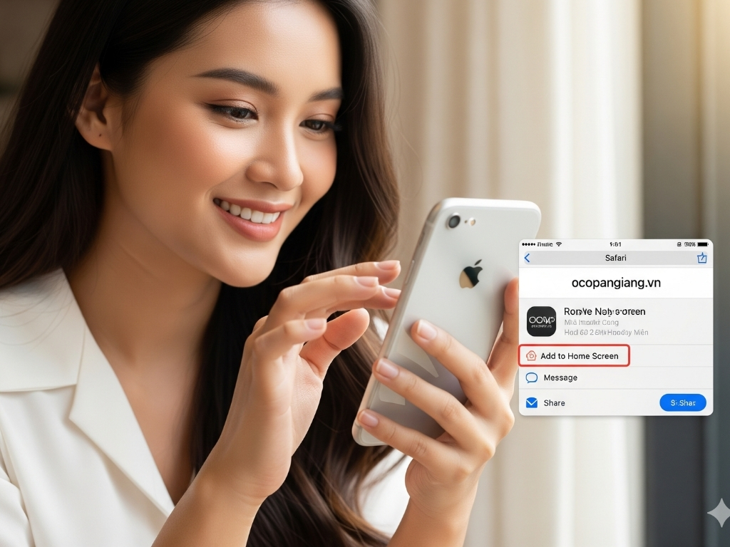 2. Trên iOS (iPhone – Safari):