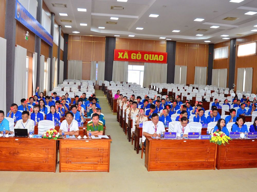 Đại biểu thống nhất thông qua nội dung nghị quyết đại hội đoàn TNCS Hồ Chí Minh xã Gò Quao nhiệm kỳ 2025-2030