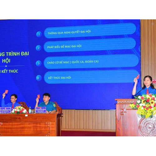 Đại biểu thống nhất thông qua nội dung nghị quyết đại hội đoàn TNCS Hồ Chí Minh xã Gò Quao nhiệm kỳ 2025-2030