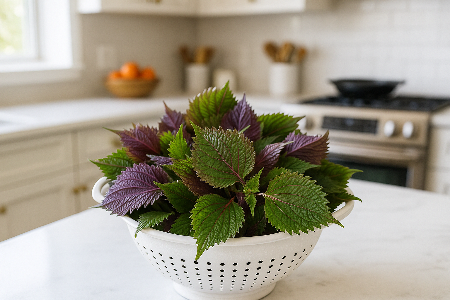 5. Lá tía tô – “Bảo bối” chống dị ứng, kháng khuẩn