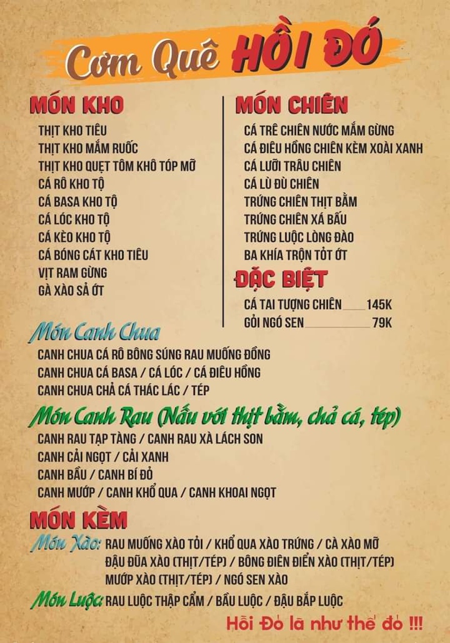 Những món ăn nổi bật tại Hồi Đó