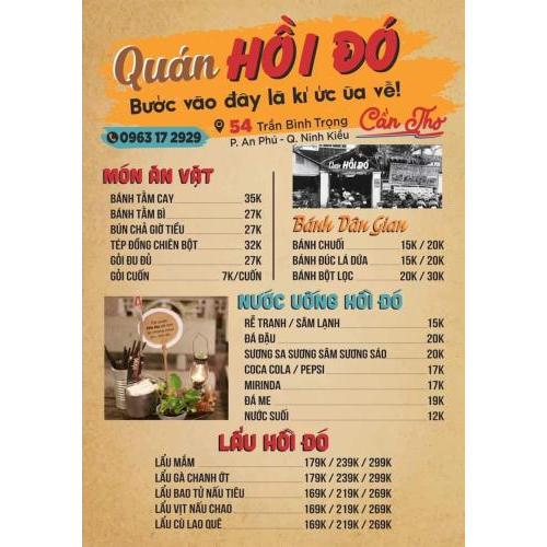 Những món ăn nổi bật tại Hồi Đó