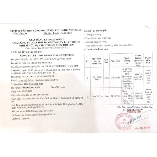 Giấy phép hoạt động