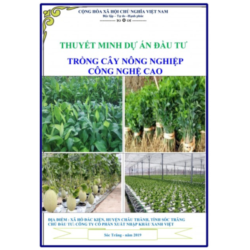 Dự Án: Đầu Tư Trang Trại Trồng Cây Nông Nghiệp Công Nghệ Cao