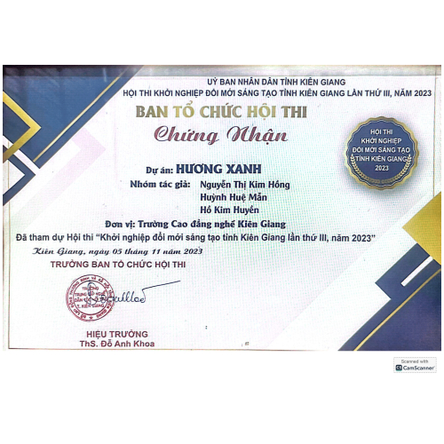 Giấy Chứng Nhận Tham Gia Khởi Nghiệp Cấp Tỉnh