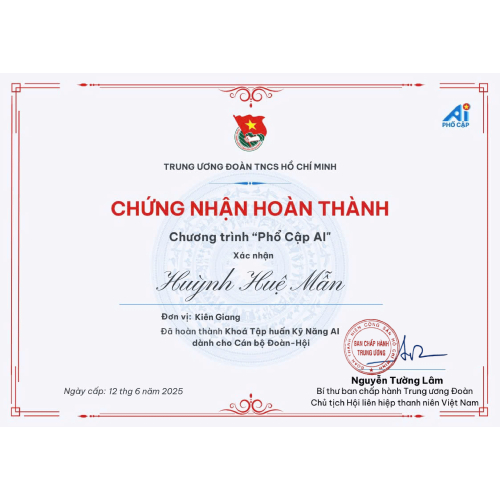 Giấy Chứng Nhận Hoàn Thành Kỹ Năng A.I OpenEDU