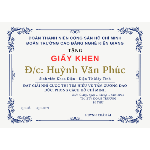 Thiết Kế Giấy Khen
