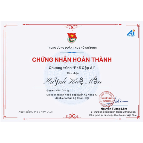 Giấy Chứng Nhận Hoàn Thành Kỹ Năng A.I OpenEDU