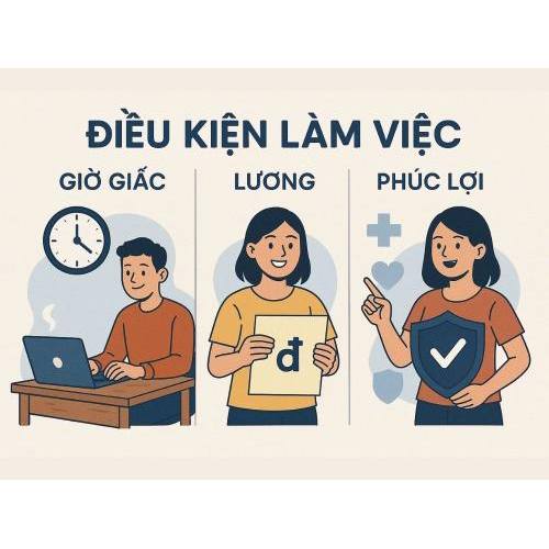 2. Điều kiện làm việc: Giờ giấc, lương, phúc lợi