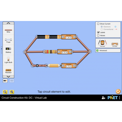 (Mô phỏng) Vật lý: Circuit Construction Kit: DC - Virtual Lab (Bộ công cụ xây dựng mạch: DC - Phòng thí nghiệm ảo)