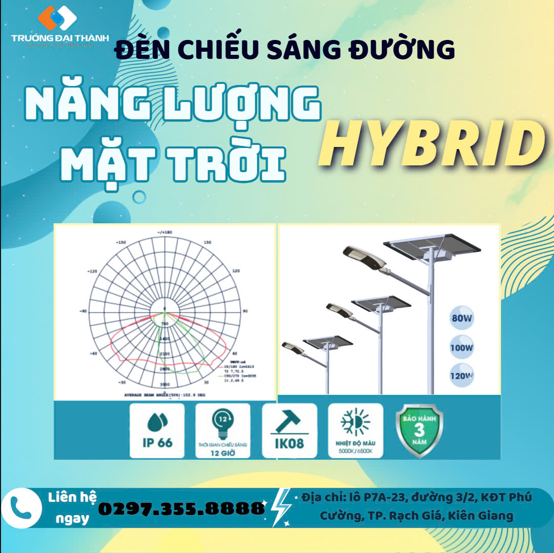 ĐÈN CHIẾU SÁNG ĐƯỜNG NĂNG LƯỢNG MẶT TRỜI HYBRID