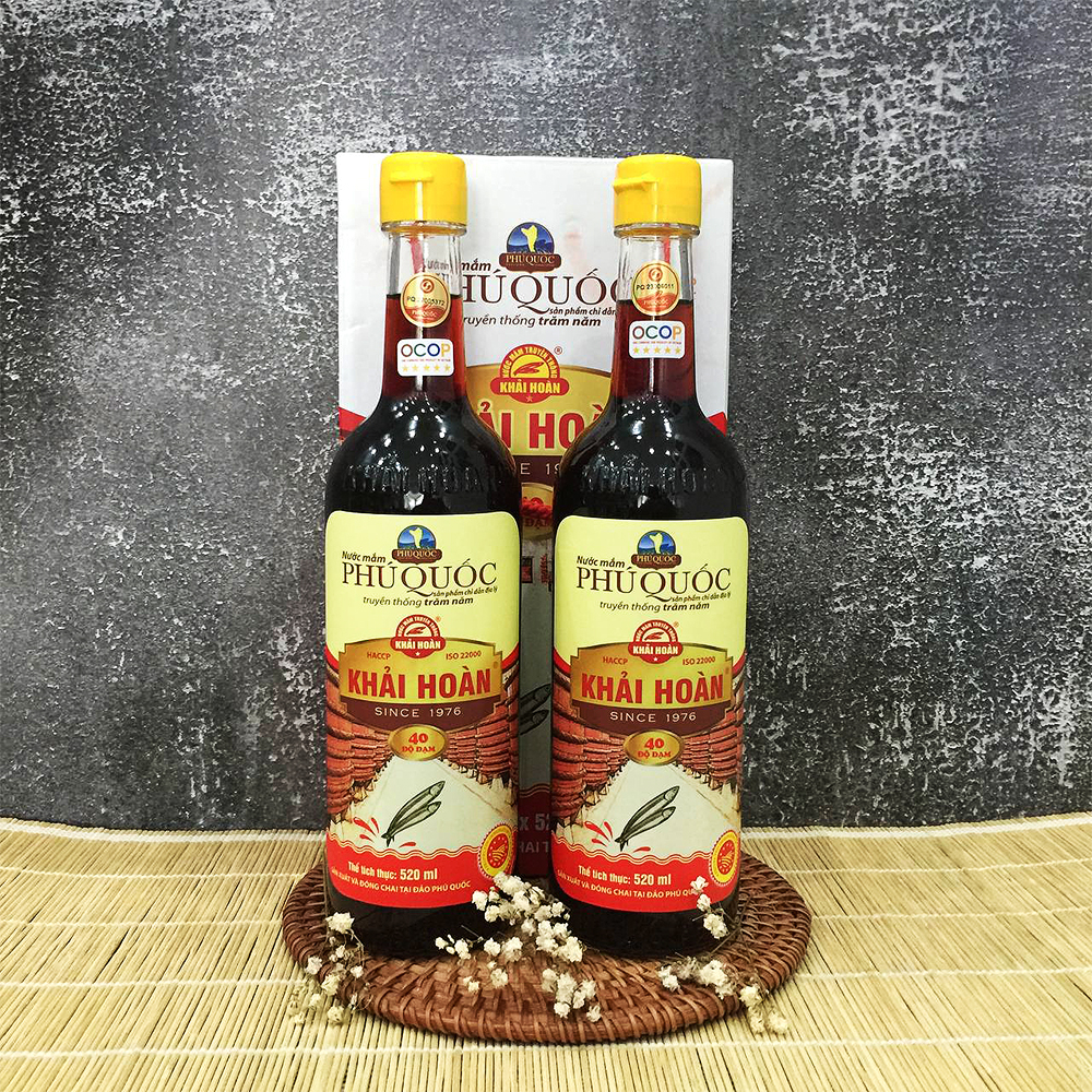 Af1hAeEf77588b9 Nước Mắm Truyền Thống CDĐL Phú Quốc Khải Hoàn 40N - Chai 520ml - 2 Chai/ Hộp
