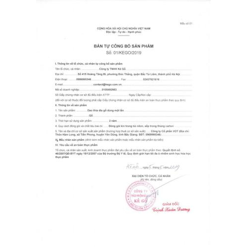 1. Bản tự công bố sản phẩm
