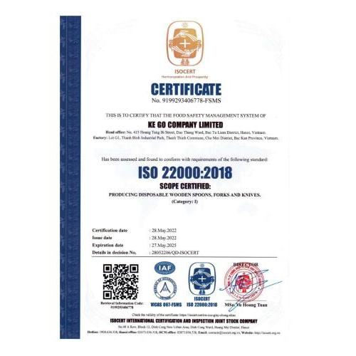 5. Chứng chỉ ISO 22000