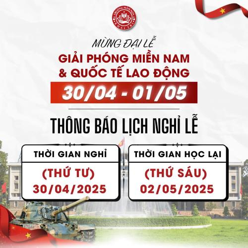 Thông Báo Lịch Nghỉ Lễ 30/04 - 01/05
