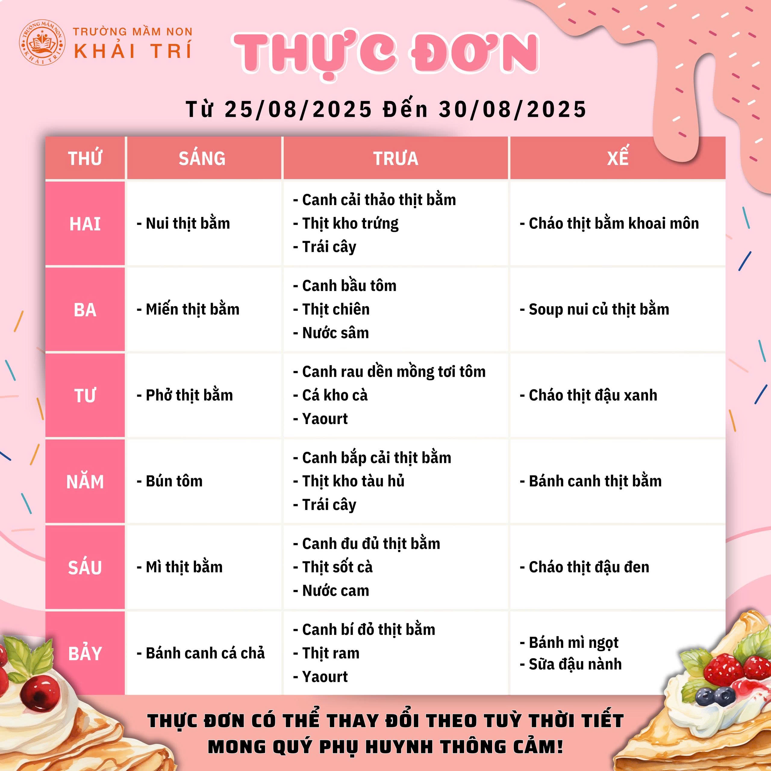 Thực đơn tuần