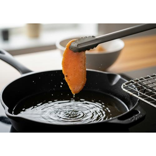 2.Dùng lượng dầu vừa phải và chảo sâu lòng