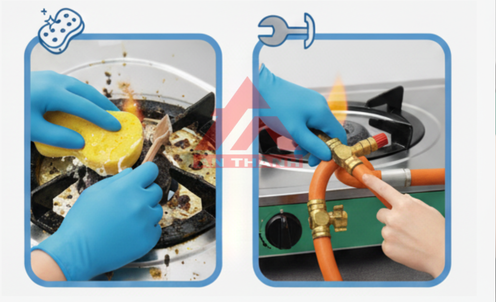 Bước 3: Kiểm tra lại đầu đốt và dây gas.