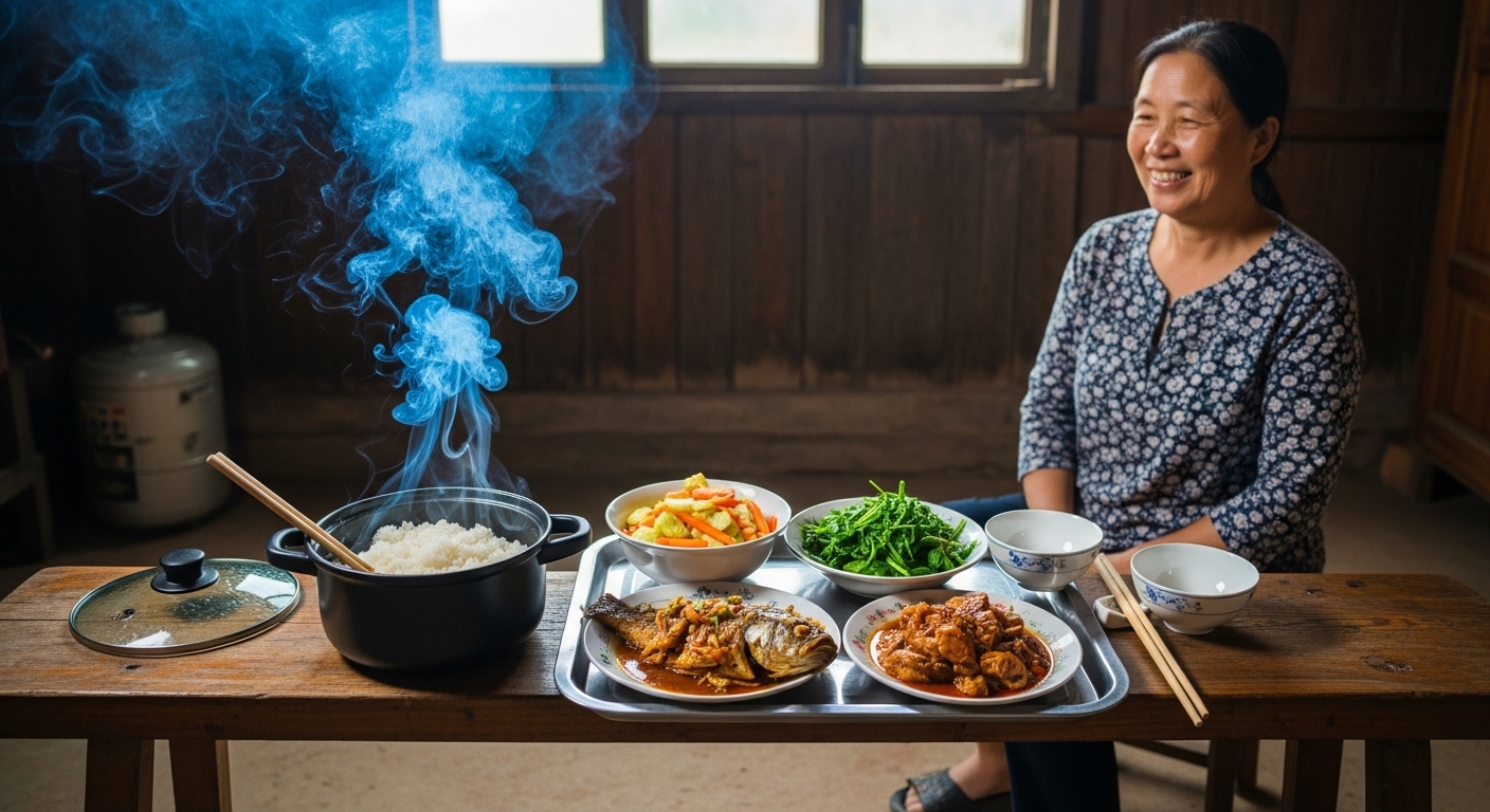 Nồi cơm gạo mới và những món ăn của mẹ