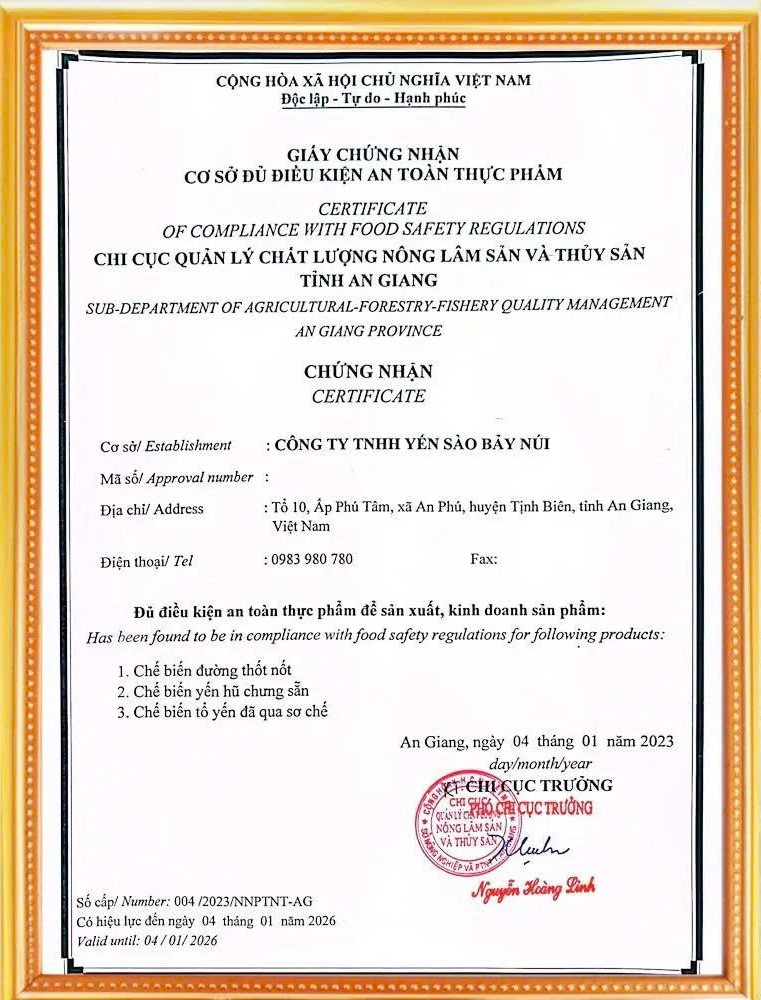 Chứng nhận an toàn thực phẩm