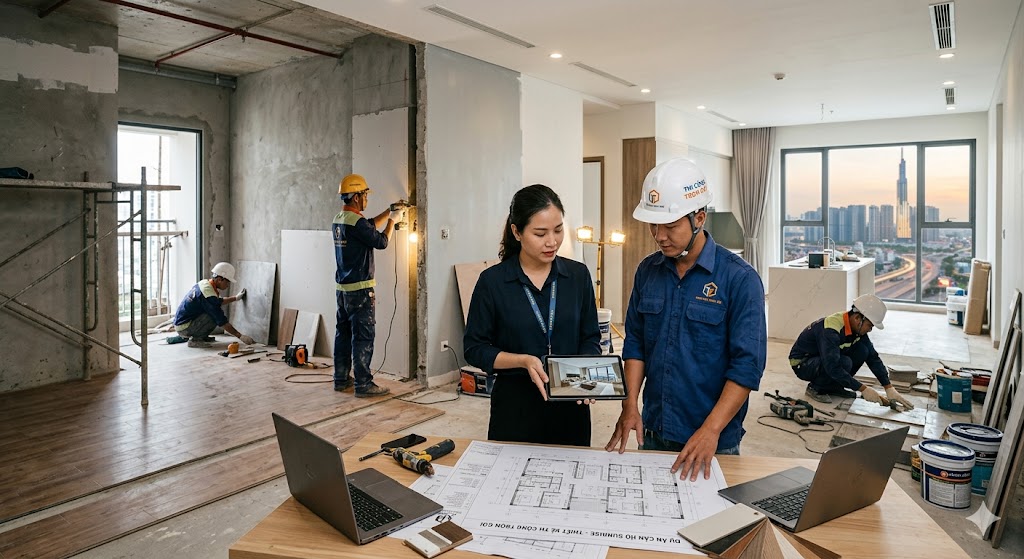 Quy trình làm việc chuyên nghiệp (dịch vụ thiết kế và thi công trọn gói)