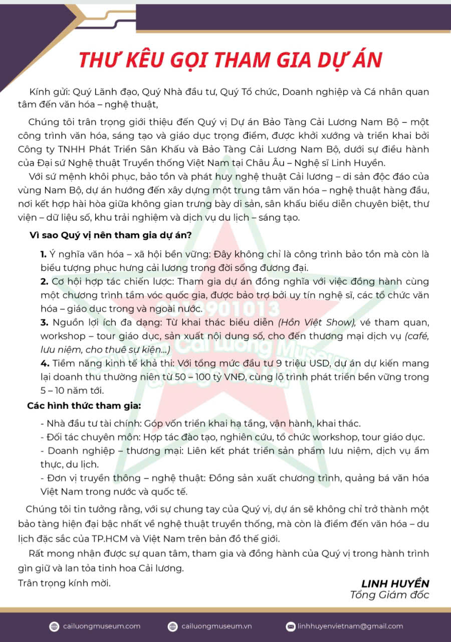 Dự án Bảo Tàng Cải Lương Nam Bộ – Trung tâm văn hóa nghệ thuật hàng đầu, kết nối truyền thống và hiện đại