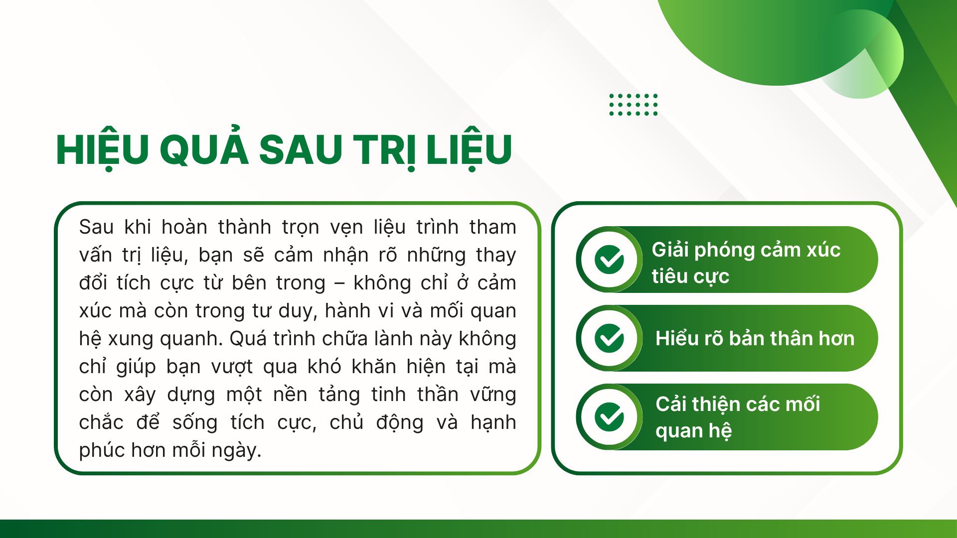 4. Bạn nhận được gì sau tham vấn trị liệu tâm lý?