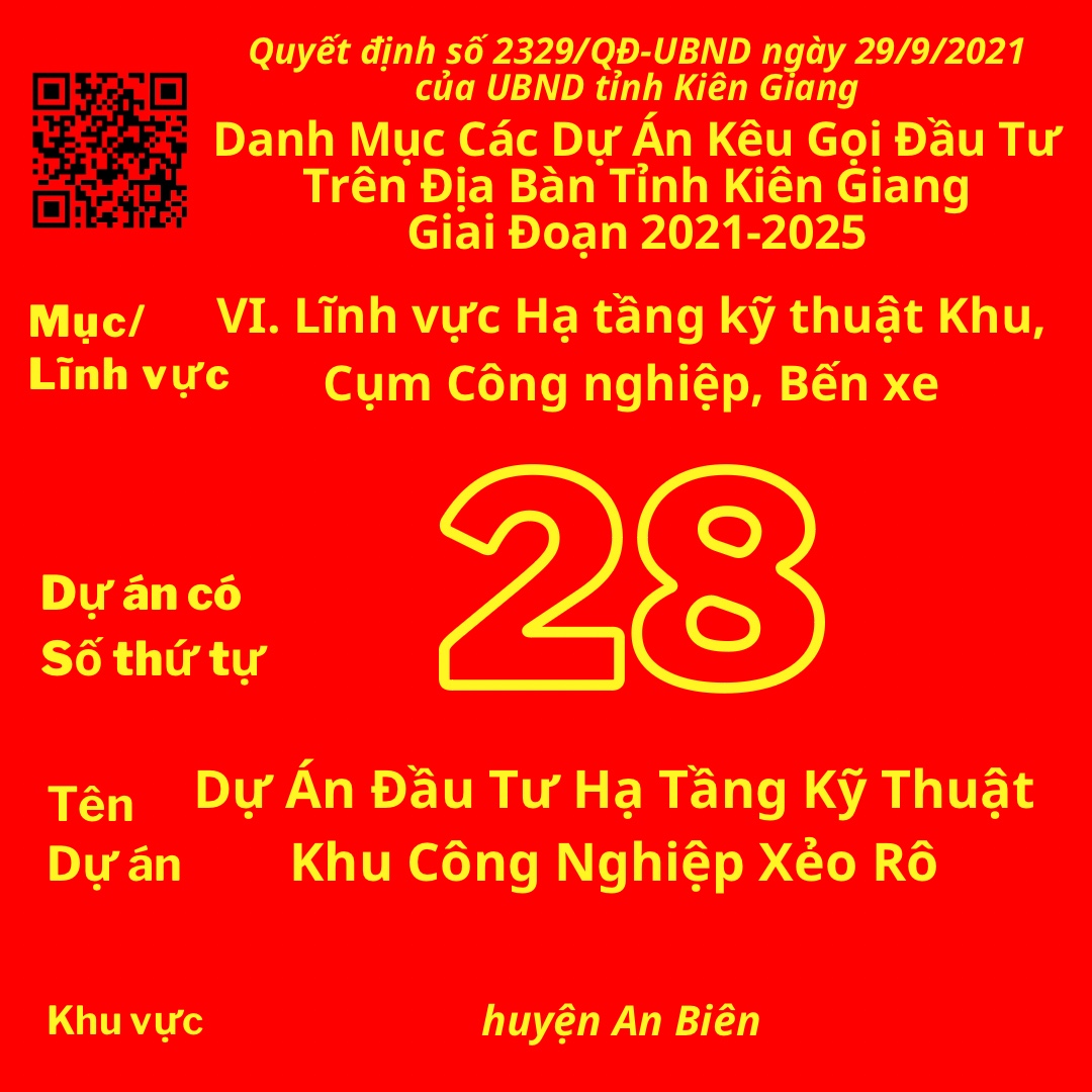 Dự Án Có Số TT 28: Dự Án Đầu Tư Khu Dân Cư Và Tái Định Cư Thuộc Tổ Hợp KCN Xẻo Rô