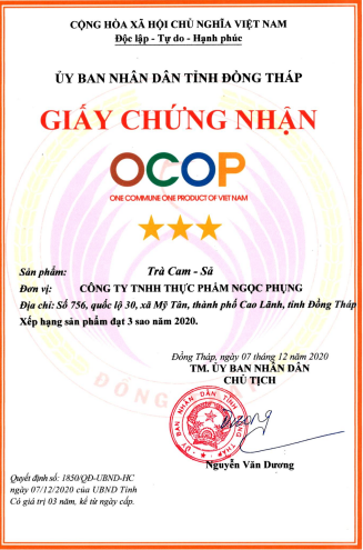 Giấy Chứng Nhận OCOP 3 sao