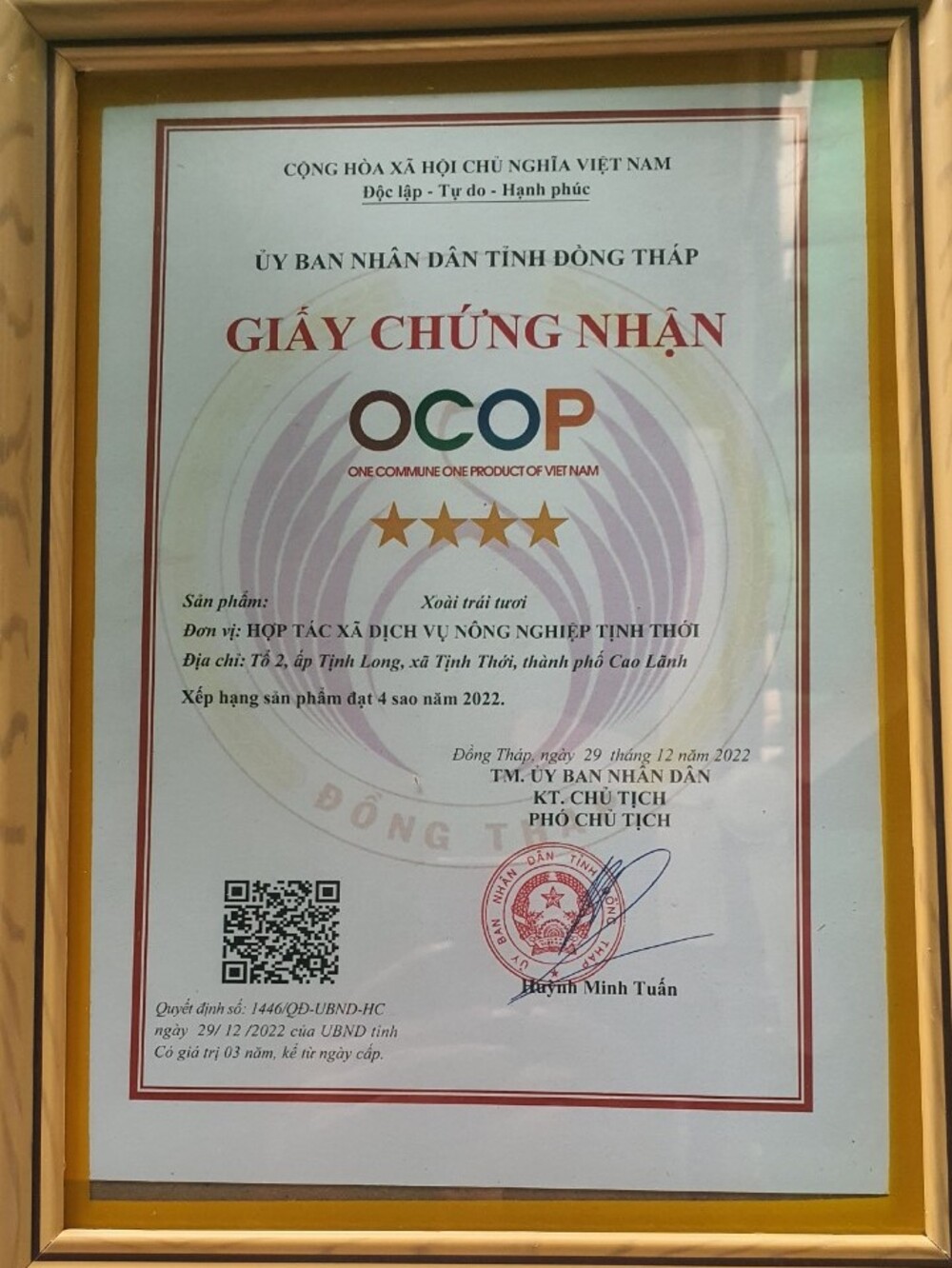 Chứng nhận OCOP 4 sao