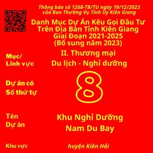 Dự án có Số TT 8: Khu Nghỉ Dưỡng Nam Du Bay