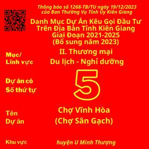 Dự án có Số TT 5: Chợ Vĩnh Hòa (Chợ Sân Gạch)