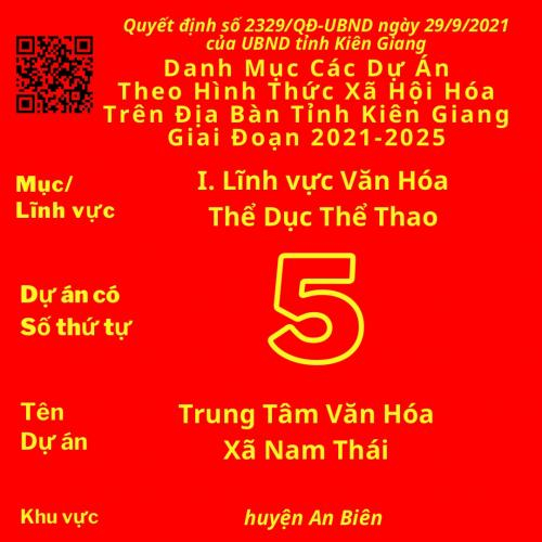 Dự Án Có Số TT 5: Trung Tâm Văn Hóa Xã Nam Thái