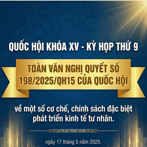 Nghị Quyết Số: 198/2025/QH15 Về Một Số Cơ Chế, Chính Sách Đặc Biệt Phát Triển Kinh Tế Tư Nhân