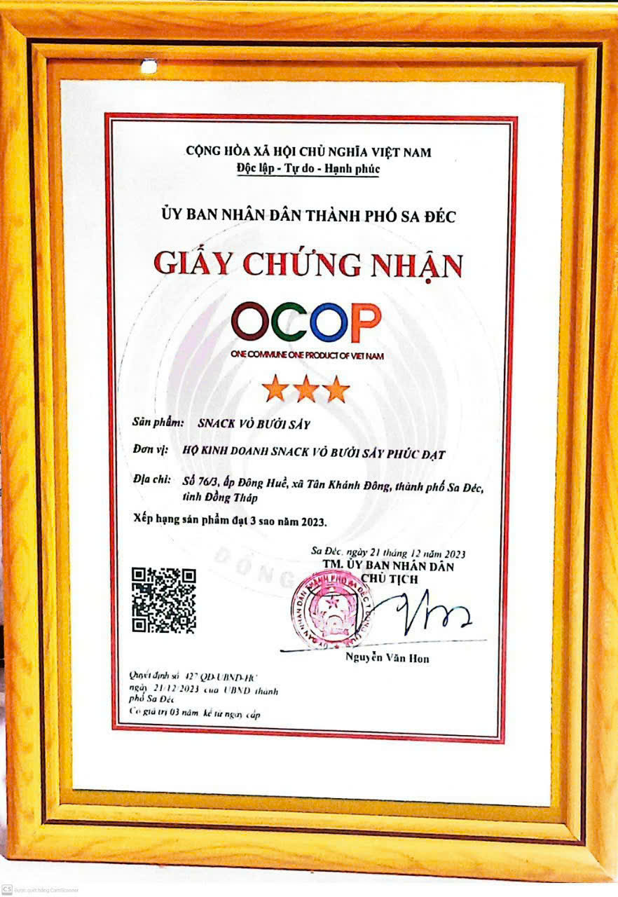 Chứng nhận OCOP 3 sao