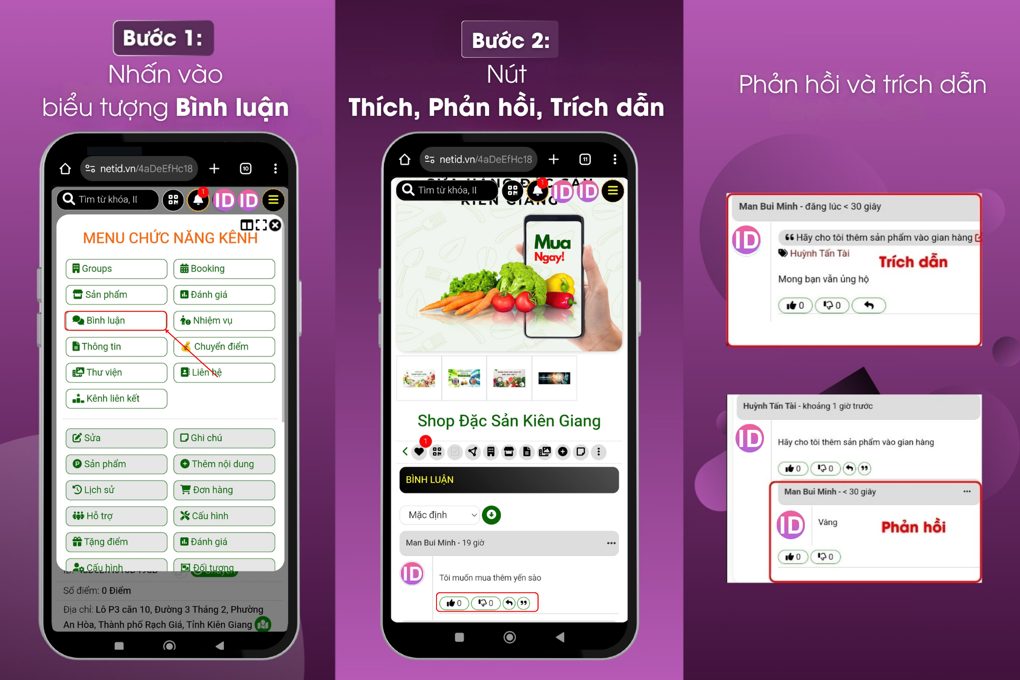 Tương tác với bình luận trong kênh