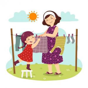 2 - Bé giúp ba mẹ việc nhà
