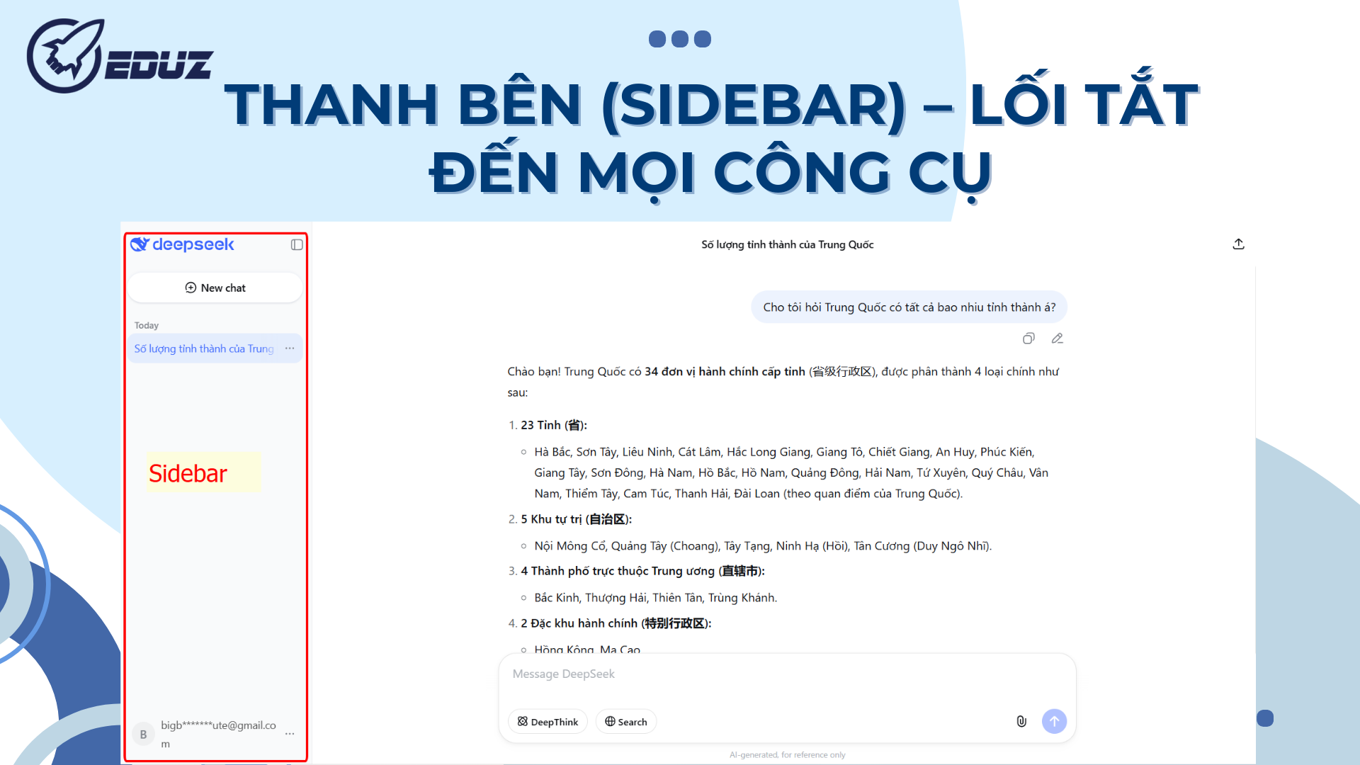 2. Thanh bên (Sidebar) – Lối tắt đến mọi công cụ
