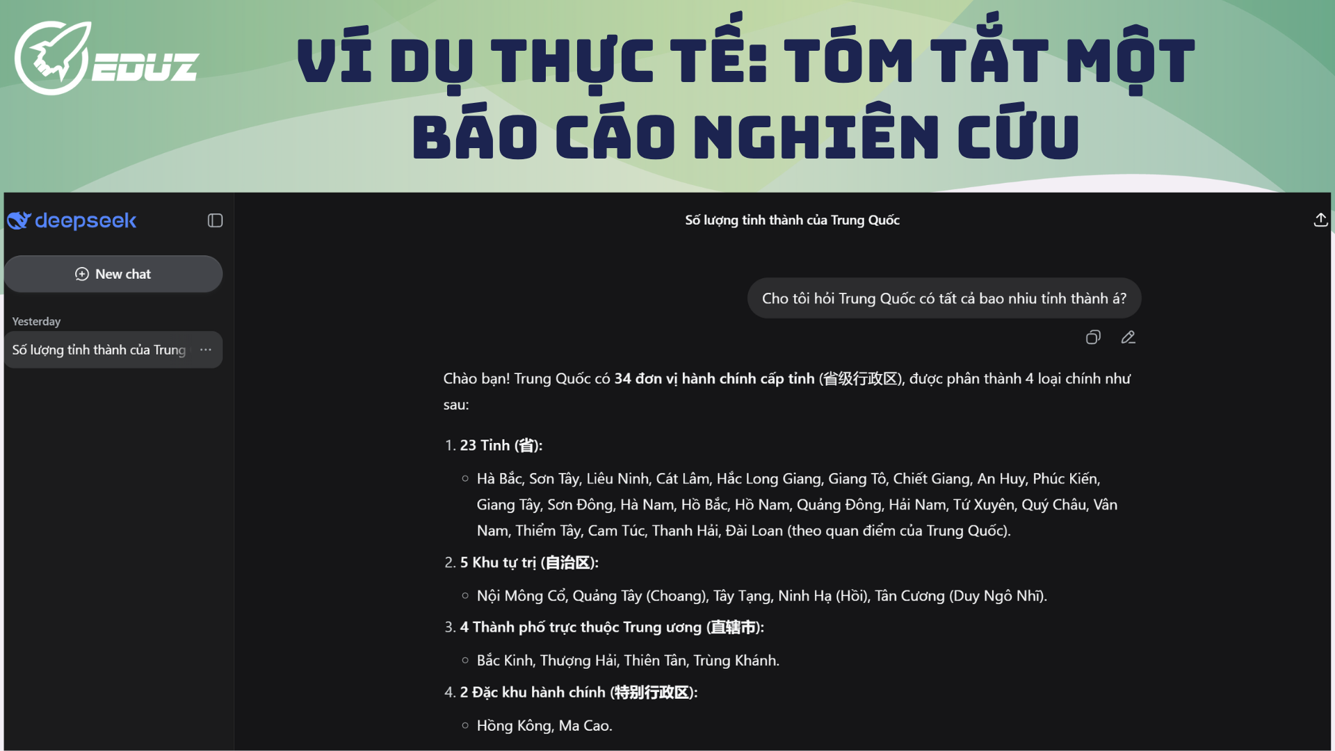 3. Ví dụ thực tế: Tóm tắt một báo cáo nghiên cứu