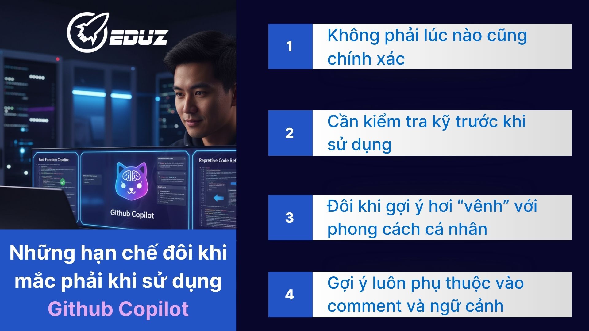 4. Những hạn chế đôi khi mắc phải khi sử dụng Github Copilot