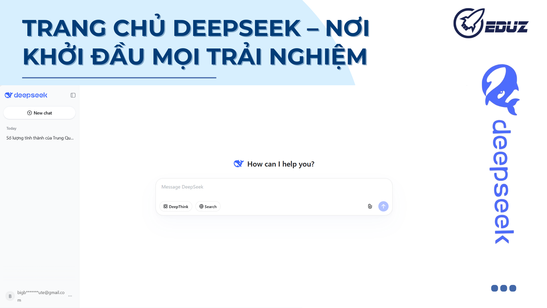 1. Trang chủ DeepSeek – Nơi khởi đầu mọi trải nghiệm