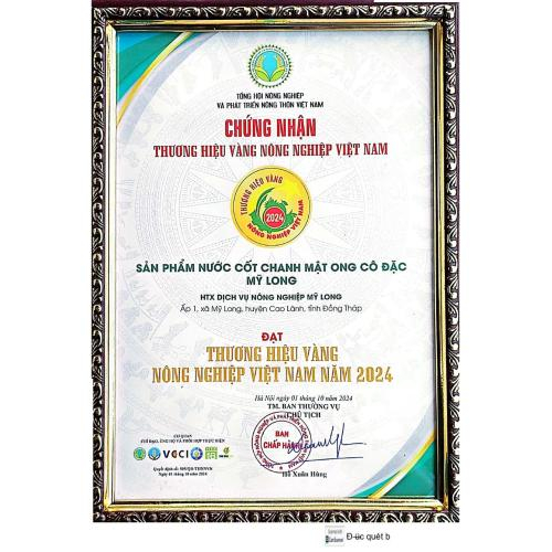 Chứng nhận Thương hiệu vàng nông nghiệp Việt Nam